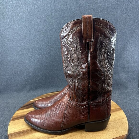 Dan Post Men's Vintage Teju Lizard Antique Tan Boots Model DP2351R Size 10.5 D - Picture 7 of 16